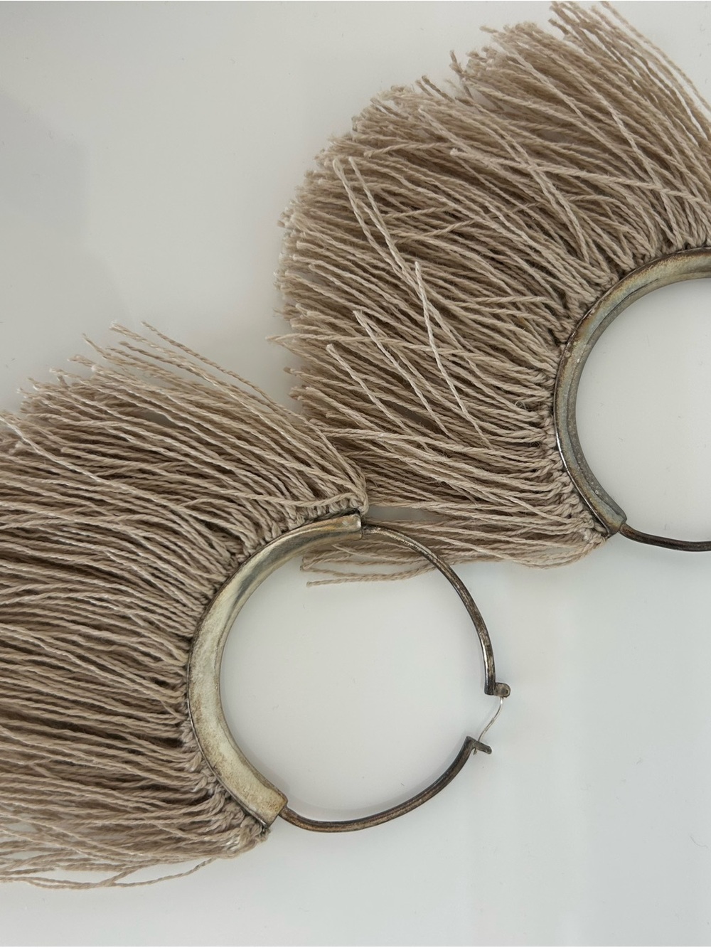Neutral Fringe Hoop Earrings